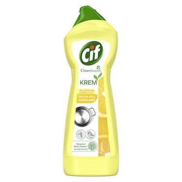 Cif Krem Yüzey Temizleyici Limon Kokulu Yağ ve Kireç Sökücü Leke Çıkarıcı 750 ml