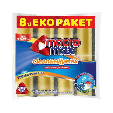 Macromax Klasik Yeşil Oluklu Sünger 8'Li