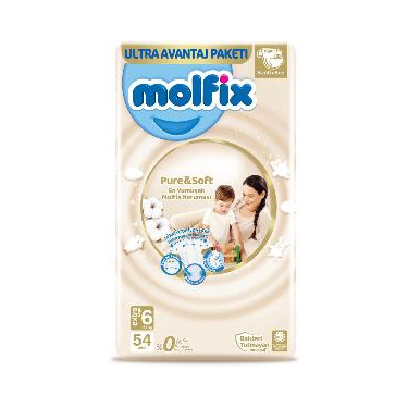 Molfix Pure&Soft Extra Large 6 Beden Bebek Bezi 54'lü